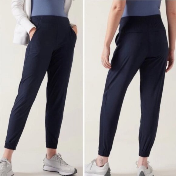 Athleta Navy Blue Brooklyn Ankle Knit Panels Pants Size 10 Regular length - Picture 1 of 1